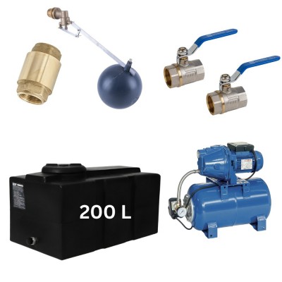 Kit „Drinking water 200L“ with water tank Loft Mavil (black) and hydrophore pump Speroni - Drinking water storage tanks / Potable water tanks