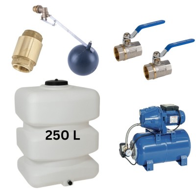 Kit „Drinking water 250L“ with water tank Mavil (white, rectangular) and hydrophore pump Speroni - Drinking water storage tanks / Potable water tanks