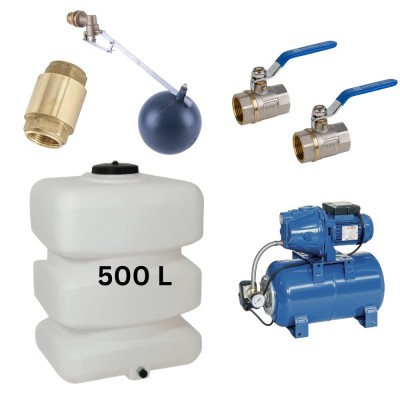 Kit „Drinking water 500L“ with water tank Mavil (white, rectangular) and hydrophore pump Speroni - Drinking water storage tanks / Potable water tanks