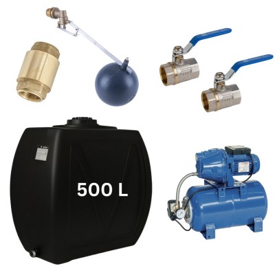 Kit „Drinking water 500L“ with water tank Narrow Mavil (black) and hydrophore pump Speroni - Drinking water storage tanks / Potable water tanks