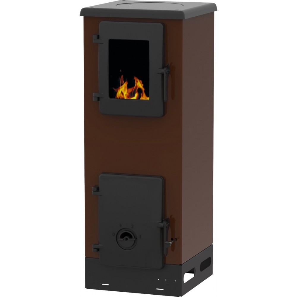 Wood burning stove with cast iron door Alfa Plam Vulkan S  Brown 4kW, Log