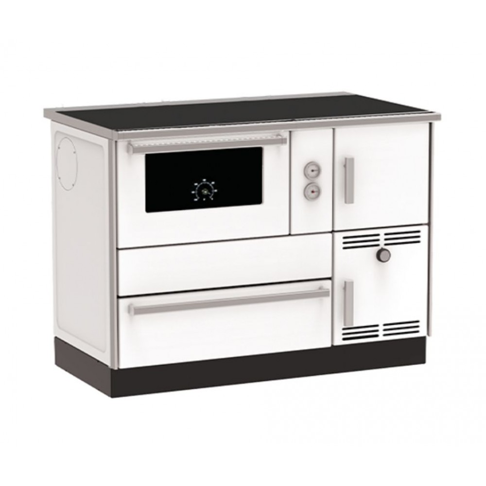 Wood burning cooker with back boiler Alfa Plam Alfa Term 35 White-Left, 32kW | Cookers | Wood |