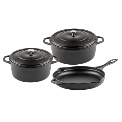 Cast iron pan set of 3 parts Hosse, Black Onyx - Hosse
