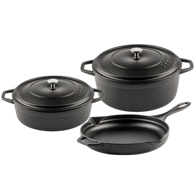 Cast iron pan set of 3 parts Hosse, Black Onyx - Cast iron pan set