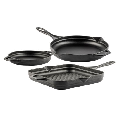 Cast iron pan set of 3 parts Hosse, Black Onyx - Cast iron pan set
