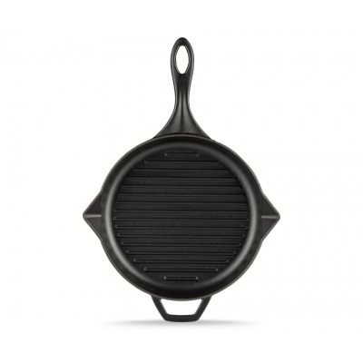 Enameled cast iron grill pan Hosse, Black Onyx, Ф28cm - Cast iron grill pan