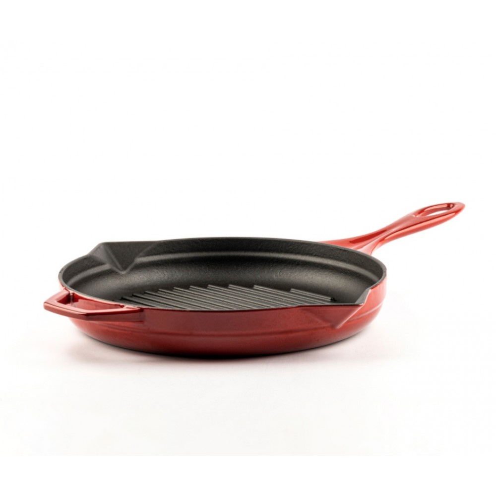Enameled cast iron grill pan Hosse, Rubin, Ф24cm | Cast iron grill pan | Cast iron pan |