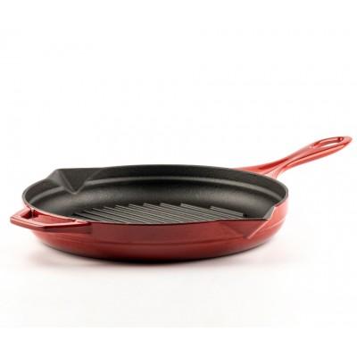 Enameled cast iron grill pan Hosse, Rubin, Ф28cm - Cast iron grill pan