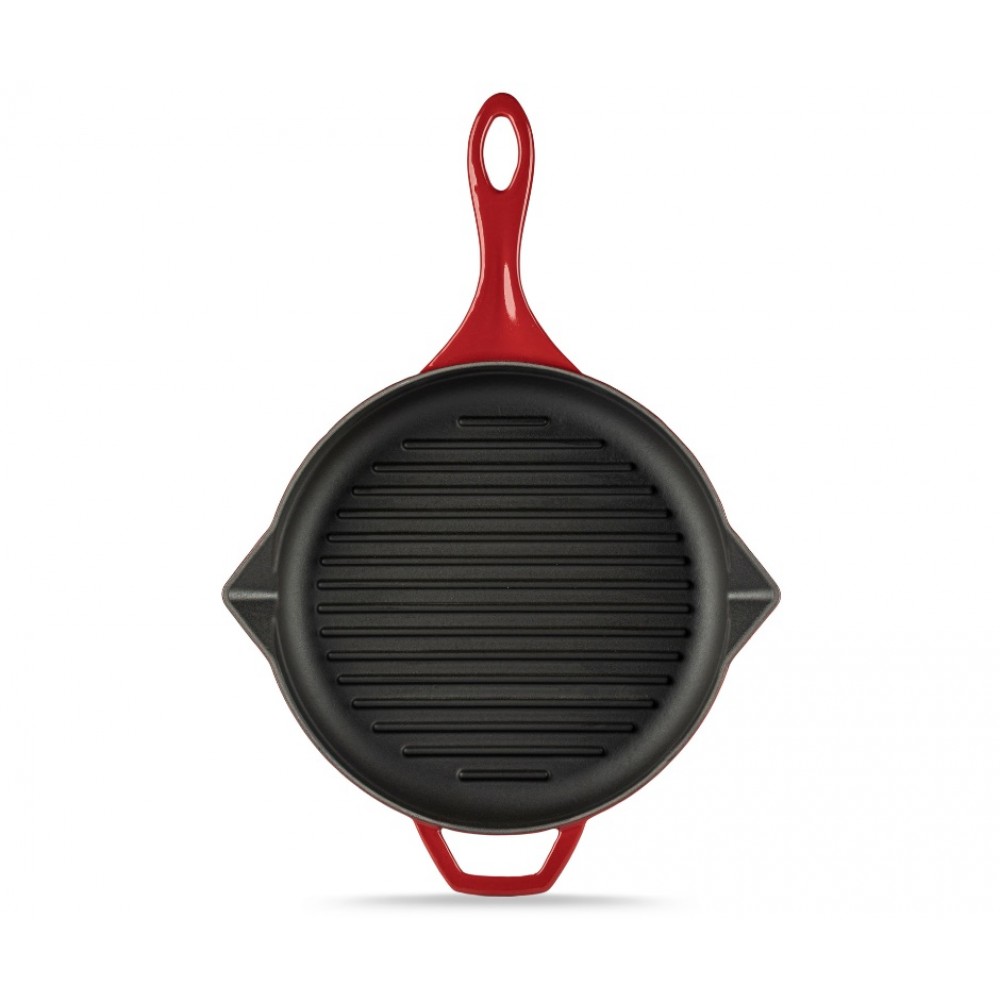 Enameled cast iron grill pan Hosse, Rubin, Ф28cm | Cast iron grill pan | Cast iron pan |