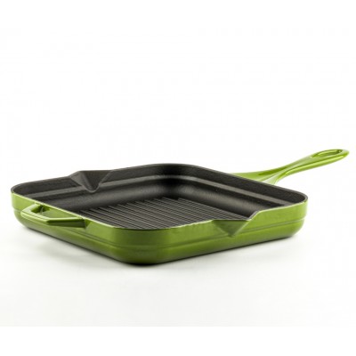 Enameled Cast iron grill pan Hosse, Bamboo, 28x28cm - Cast iron grill pan