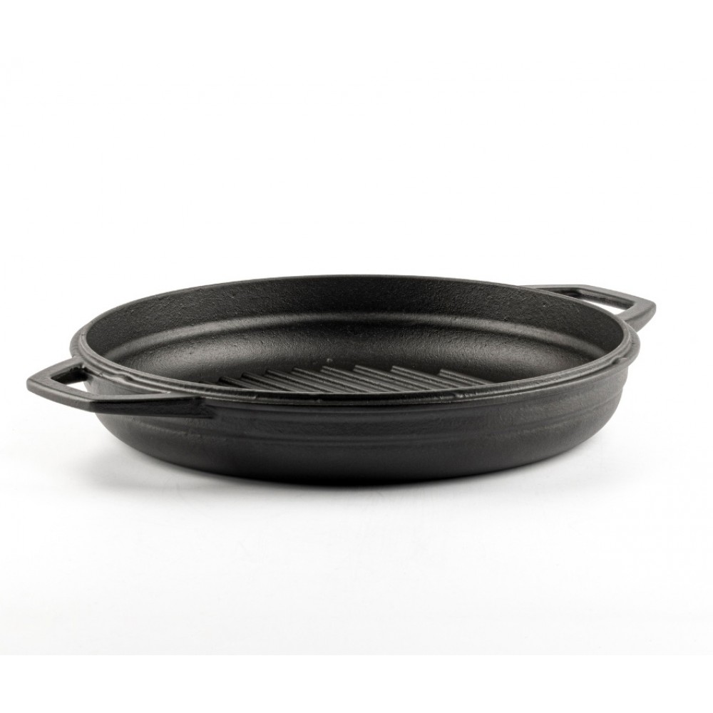 Enameled cast iron grill pan Hosse, Black Onyx, Ф22cm | Flat cast iron pan | Cast iron pan |
