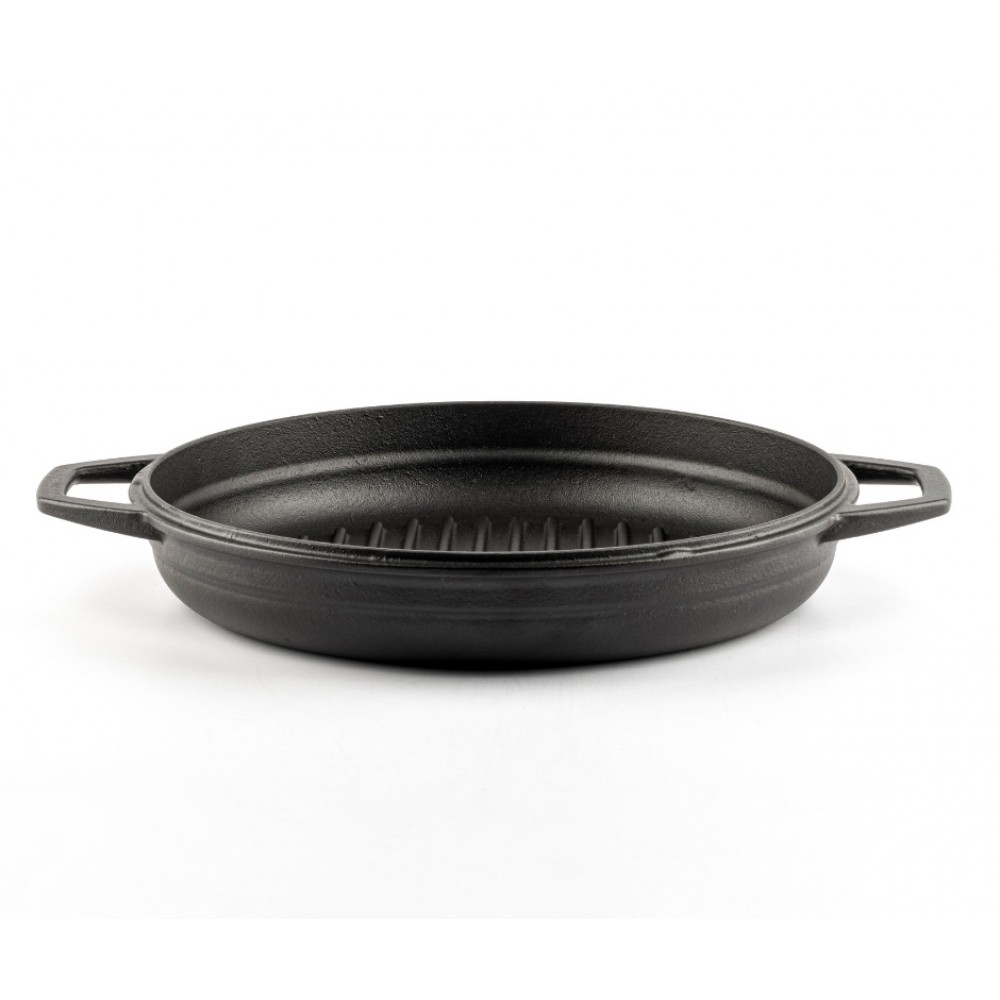 Enameled cast iron grill pan Hosse, Black Onyx, Ф22cm | Flat cast iron pan | Cast iron pan |