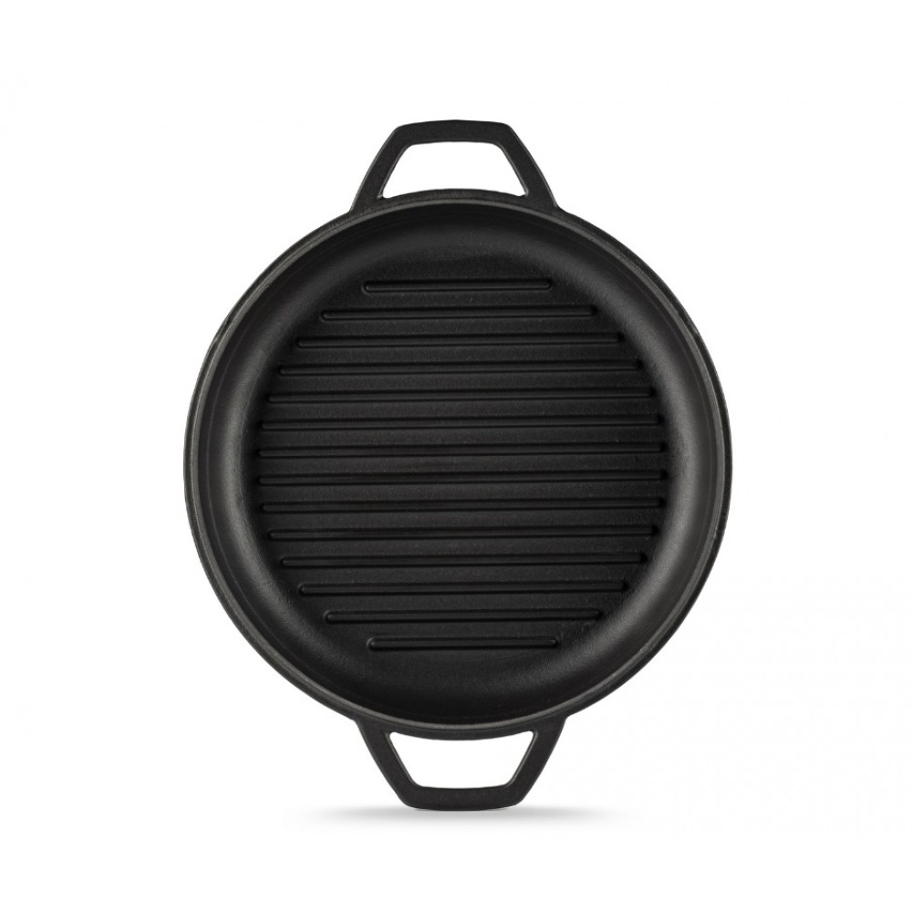 Enameled cast iron grill pan Hosse, Black Onyx, Ф22cm | Flat cast iron pan | Cast iron pan |