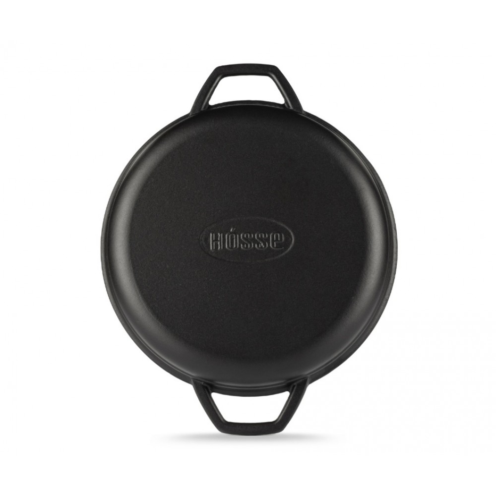 Enameled cast iron grill pan Hosse, Black Onyx, Ф22cm | Flat cast iron pan | Cast iron pan |