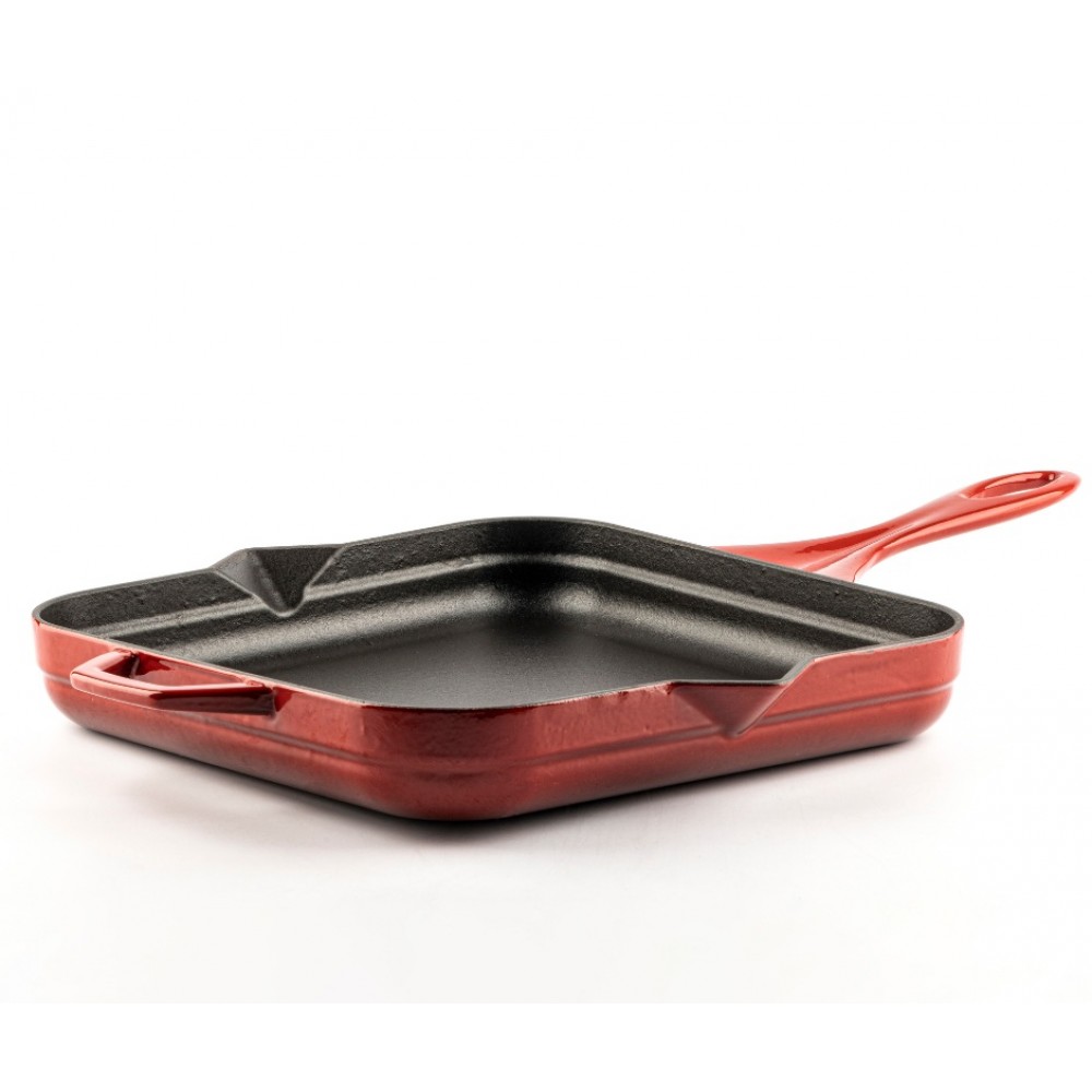 Enameled cast iron pan Hosse, Rubin, 28x28cm | Flat cast iron pan | Cast iron pan |