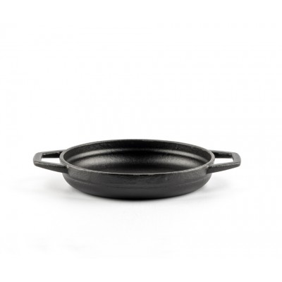 Enameled cast iron pan with two handles Hosse, Black Onyx, Ф16cm - Flat cast iron pan