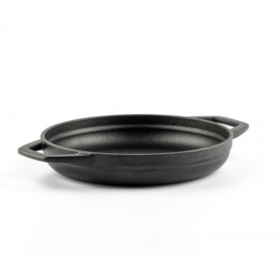Enameled cast iron pan with two handles Hosse, Black Onyx, Ф19cm - Flat cast iron pan