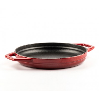 Enameled cast iron pan with two handles Hosse, Rubin, Ф22cm - Flat cast iron pan