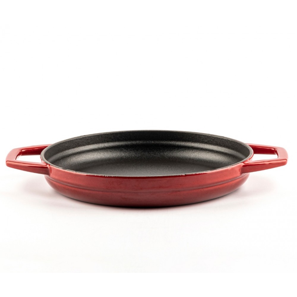 Enameled cast iron pan with two handles Hosse, Rubin, Ф22cm | Flat cast iron pan | Cast iron pan |