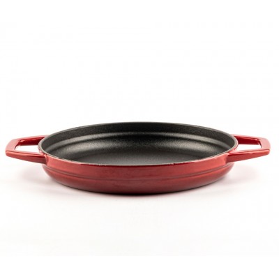 Enameled cast iron pan with two handles Hosse, Rubin, Ф22cm - Flat cast iron pan