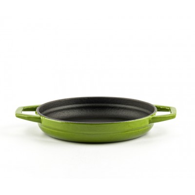 Enameled cast iron pan with two handles Hosse, Bamboo, Ф16cm - Flat cast iron pan