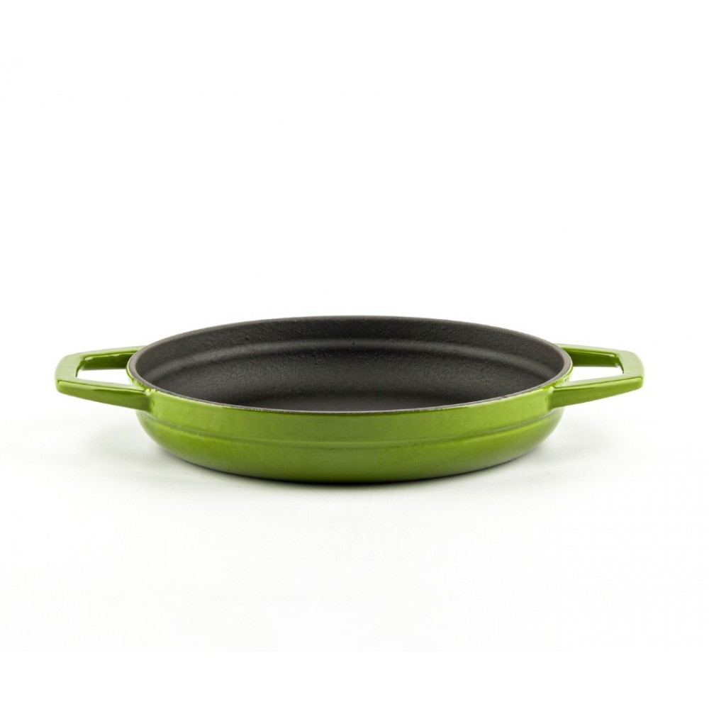 Enameled cast iron pan with two handles Hosse, Bamboo, Ф19cm | Flat cast iron pan | Cast iron pan |