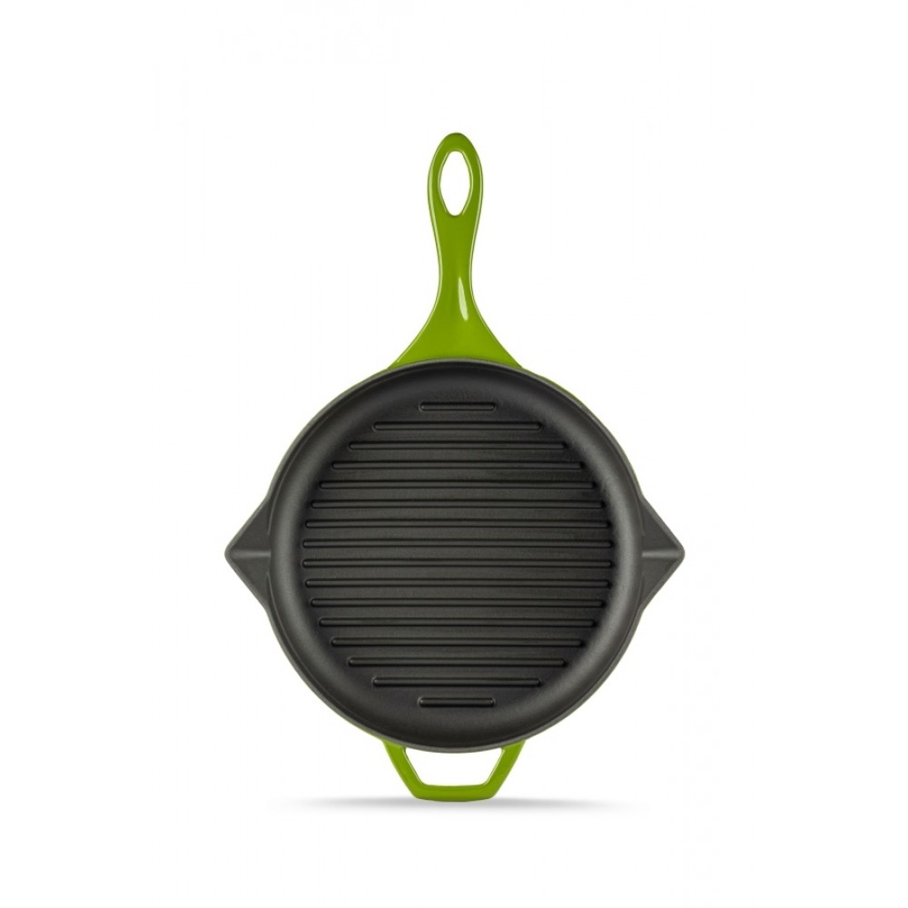 Enameled cast iron grill pan Hosse, Bamboo, Ф24cm | Cast iron grill pan | Cast iron pan |