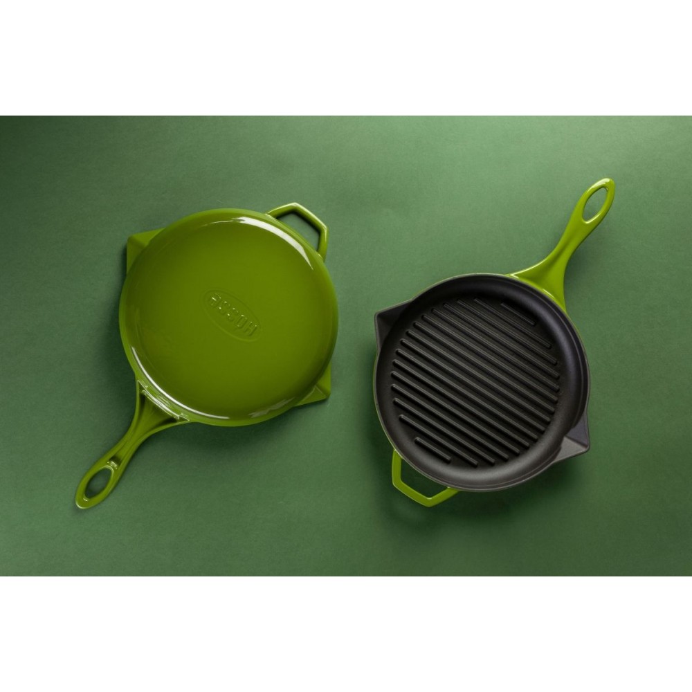 Enameled Cast iron grill pan Hosse, Bamboo, Ф28cm | Cast iron grill pan | Cast iron pan |