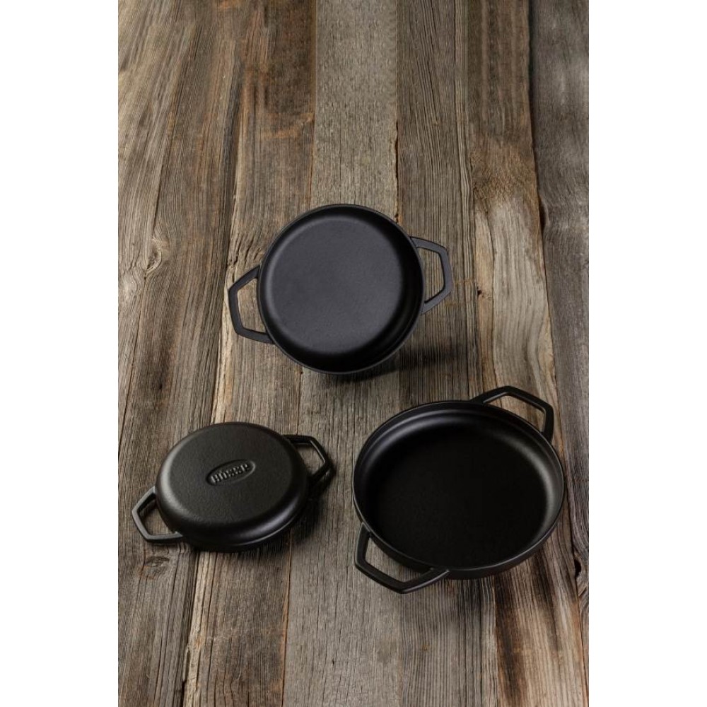 Enameled cast iron pan with two handles Hosse, Black Onyx, Ф22cm | Flat cast iron pan | Cast iron pan |