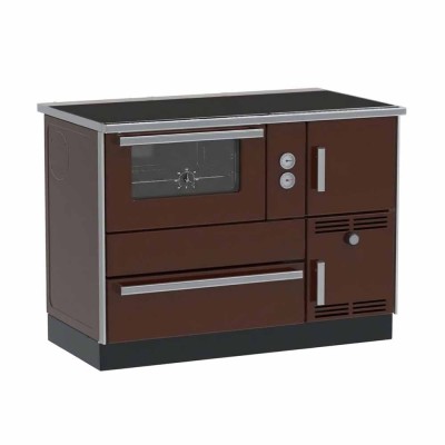 Wood cooker stove with back boiler Alfa Plam Alfa Term 35 Brown Left, 32kW - Alfa-Plam