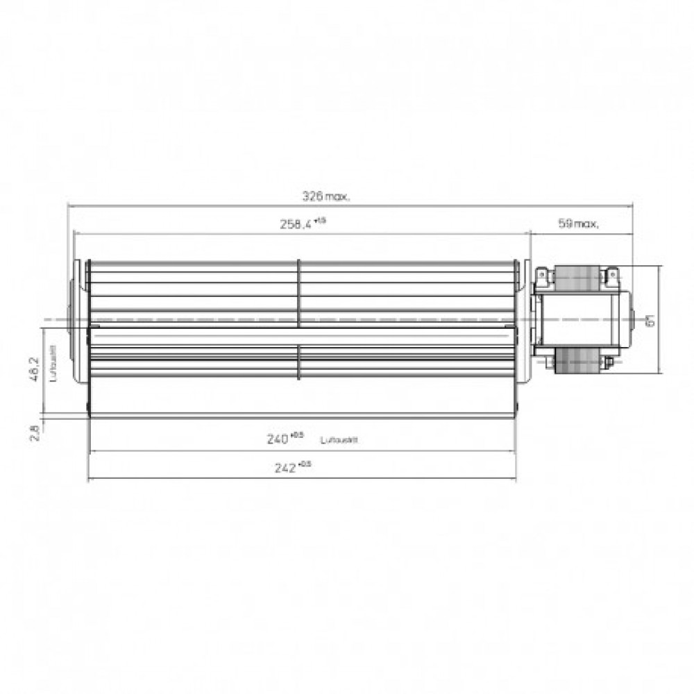 Tangential fan EBM for pellet stoves Adler, Anselmo Cola, Ecoteck, Ferroli, Karmek One, Kingfire, Prismа, Ravelli and others, Ø65mm, Flow 220m³/h | Fans and Blowers for Pellet Stoves | Pellet Stove Parts |