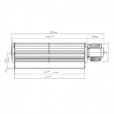 Tangential fan EBM for pellet stoves Adler, Anselmo Cola, Ecoteck, Ferroli, Karmek One, Kingfire, Prismа, Ravelli and others, Ø65mm, Flow 220m³/h - EBM