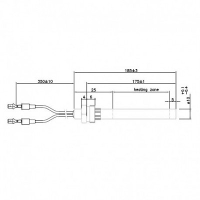 Igniter / Heating element for pellet stove MCZ, RED, Piazzetta, Superior, Karmek One, Cadel, Ungaro and others, total length 185mm, 350W - Igniters / Resistors for Pellet Stoves