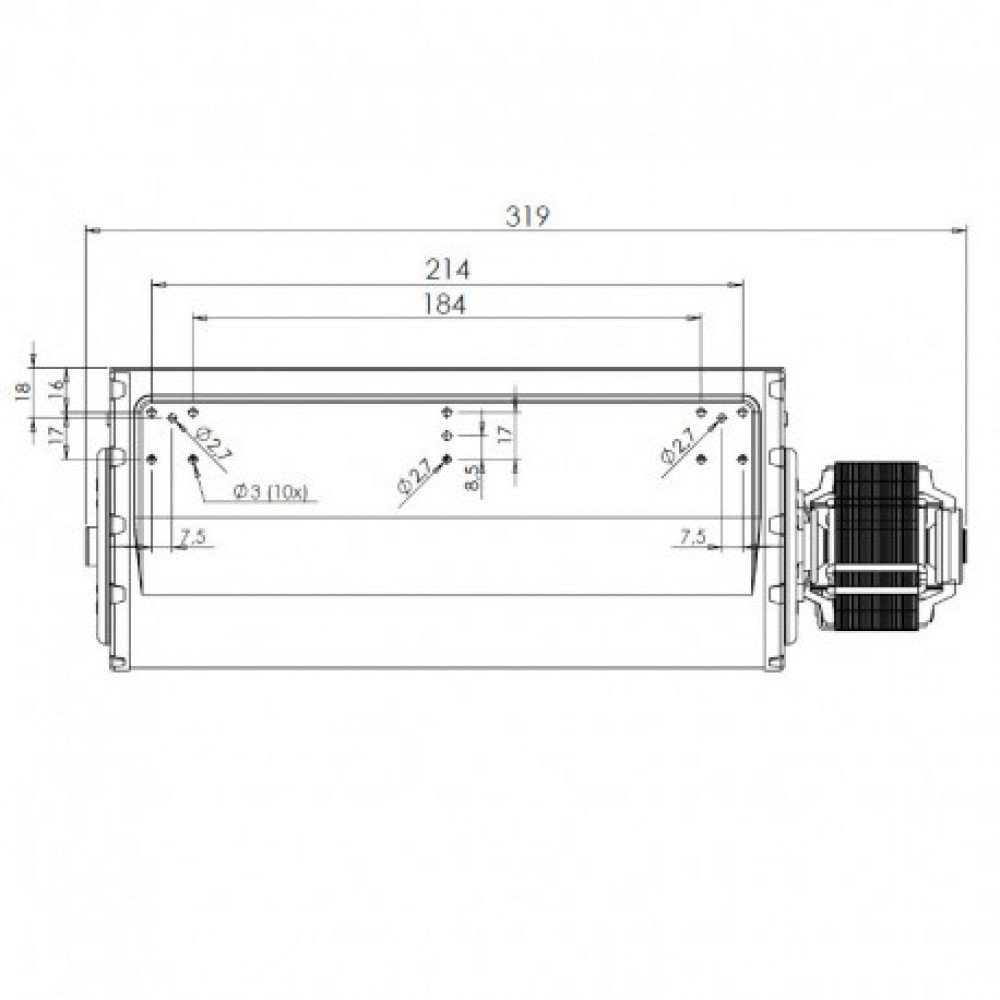 Tangential fan Trial for pellet stoves Anselmo Colma, Ecoteck, Ferroli, Ravelli, Unirossi and others, Ø65mm, Flow 190m³/h | Fans and Blowers for Pellet Stoves | Pellet Stove Parts |