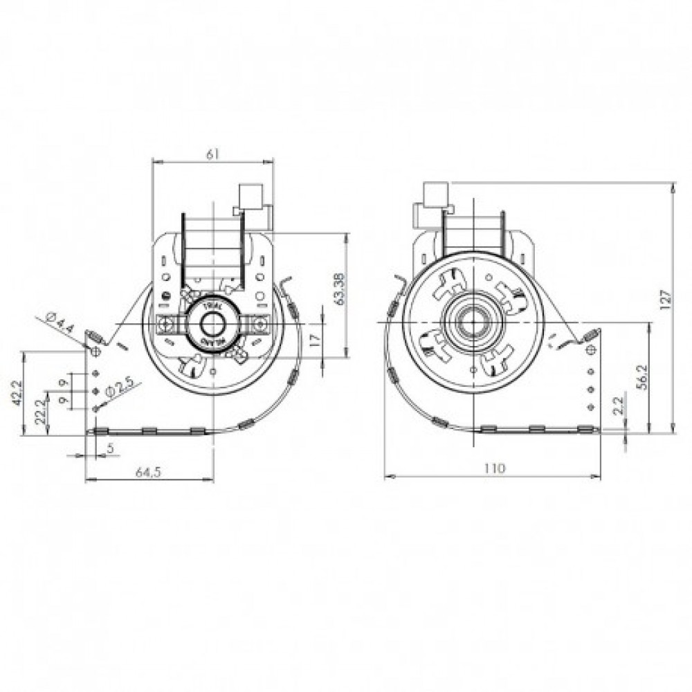 Tangential fan Trial for pellet stoves Anselmo Colma, Ecoteck, Ferroli, Ravelli, Unirossi and others, Ø65mm, Flow 190m³/h | Fans and Blowers for Pellet Stoves | Pellet Stove Parts |