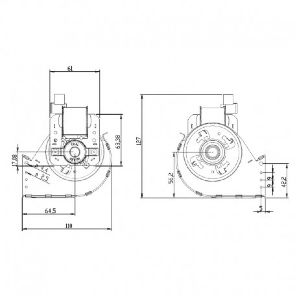 Tangential fan Trial for pellet stoves Palazzetti, Karmek One, Thermorossi, Piazzetta, Ravelli and others, Ø65mm, Flow 260m³/h | Fans and Blowers for Pellet Stoves | Pellet Stove Parts |