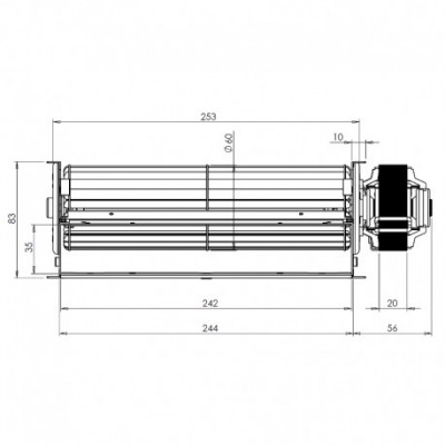 Tangential fan Trial for pellet stoves Caminetti Montegrappa and others, Ø60mm, Flow 200m³/h - Trial