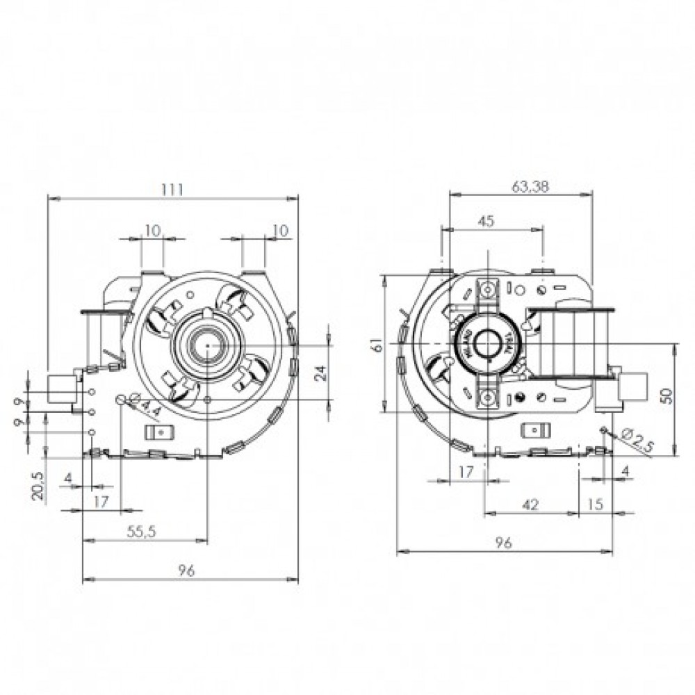Tangential fan Trial for pellet stoves Caminetti Montegrappa and others, Ø60mm, Flow 260m³/h | Fans and Blowers for Pellet Stoves | Pellet Stove Parts |