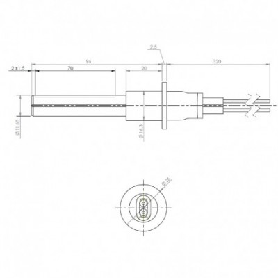 Ceramic Igniter / Heating element for pellet stove Cadel, MCZ and others, total length 107mm, 300W - Igniters / Resistors for Pellet Stoves