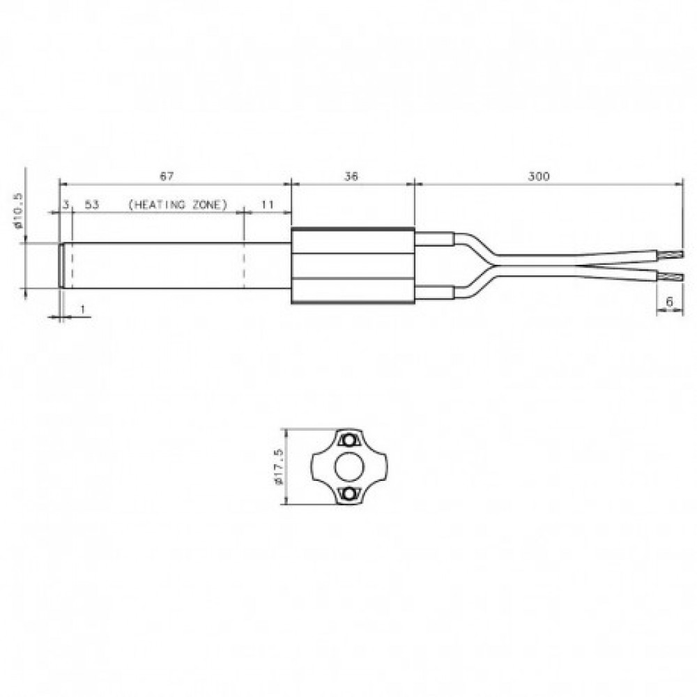 Ceramic Igniter / Heating element for pellet stove Ravelli, MCZ, Palazzetti, Karmek One and others, total length 103mm, 200W |  |  |