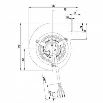 Centrifugal fan EBM for pellet stove Caminetti Montegrappa, MBZ, Italfuoco, Foker, Calor Italy and others - EBM