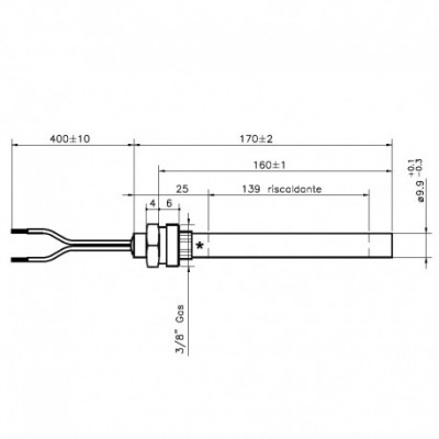 Igniter / Heating element for pellet stove MCZ, Edilkamin, Extraflame, Palazzetti, Ravelli, Thermorossi, Cadel and others, total length 170mm, 320W - Igniters / Resistors for Pellet Stoves