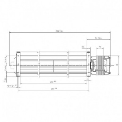 Tangential fan EBM for pellet stoves Ravelli, Edilkamin, Cadel, MCZ and others, Ø40mm, Flow 136 m³/h - EBM