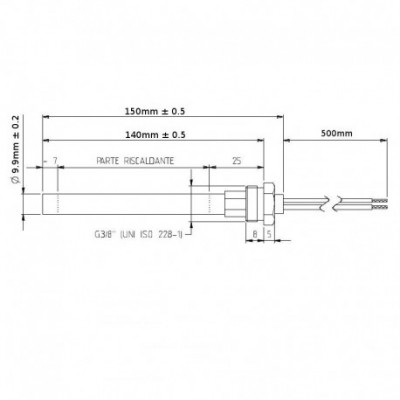 Igniter / Heating element for pellet stove Adler, Arce, Ariel, Caminetti Montegrappa, CS Thermos, Eva Calor, Karmek One, Piazzetta, Superior and others, total length 150mm, 280W - Igniters / Resistors for Pellet Stoves