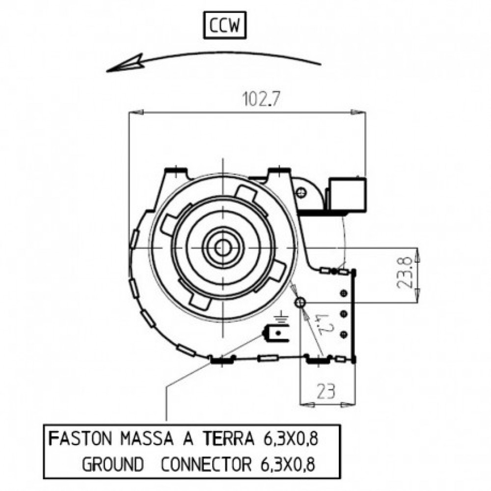 Tangential fan Fergas for pellet stoves Anselmo Cola, Ecoforest, Ferroli, Laminox, Moretti Design, Nordica Extraflame and others., Ø60mm, Flow 126m³/h | Fans and Blowers for Pellet Stoves | Pellet Stove Parts |
