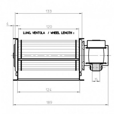 Tangential fan Fergas for pellet stoves Anselmo Cola, Caminetti Montegrappa and others, Ø60mm, Flow 81m³/h - Fergas