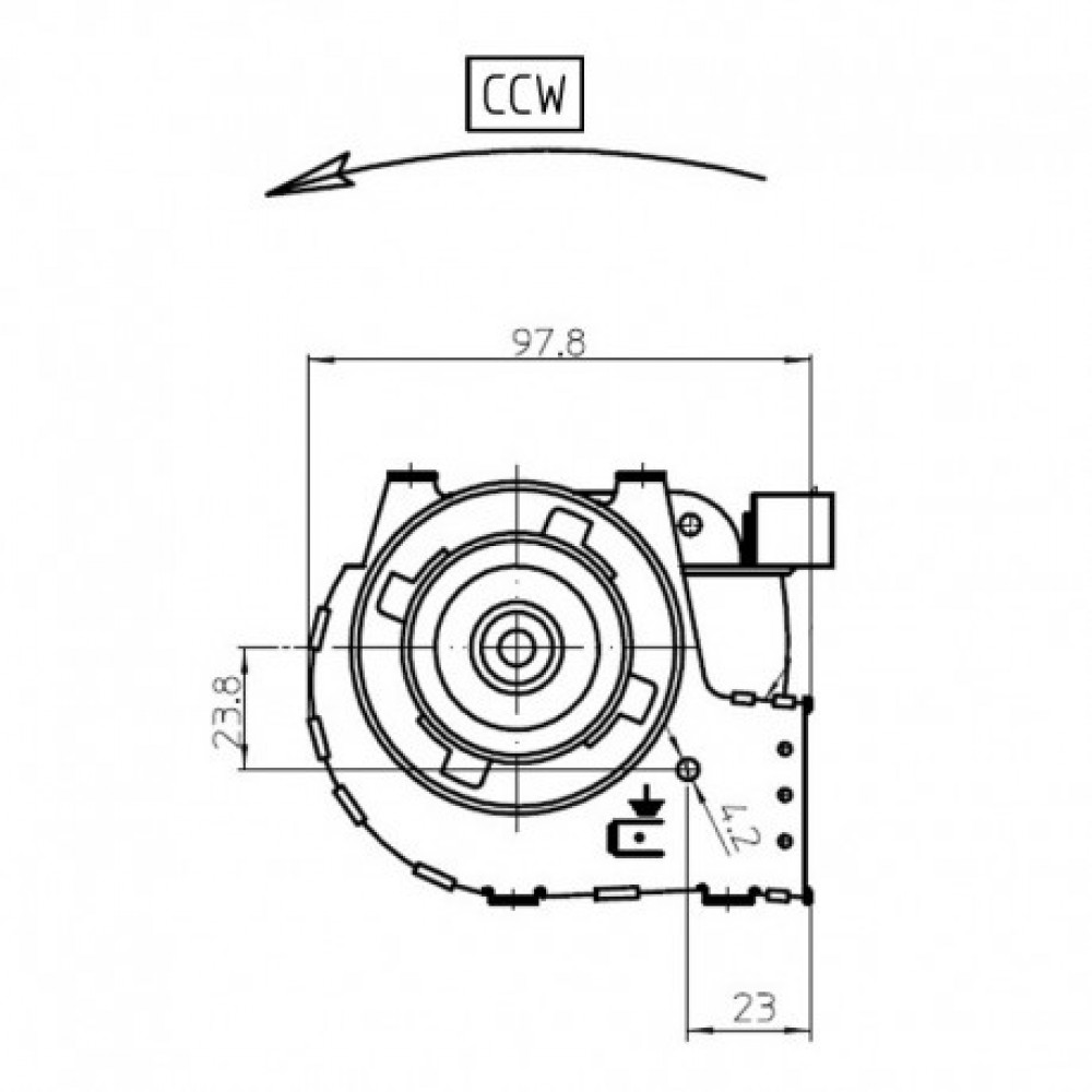 Tangential fan Fergas for pellet stoves Anselmo Cola, Caminetti Montegrappa and others, Ø60mm, Flow 81m³/h | Fans and Blowers for Pellet Stoves | Pellet Stove Parts |