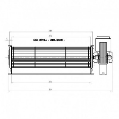 Tangential fan Fergas for pellet stoves AMG, Nordica Extraflame and others, Ø60mm, Flow 140m³/h - Fergas