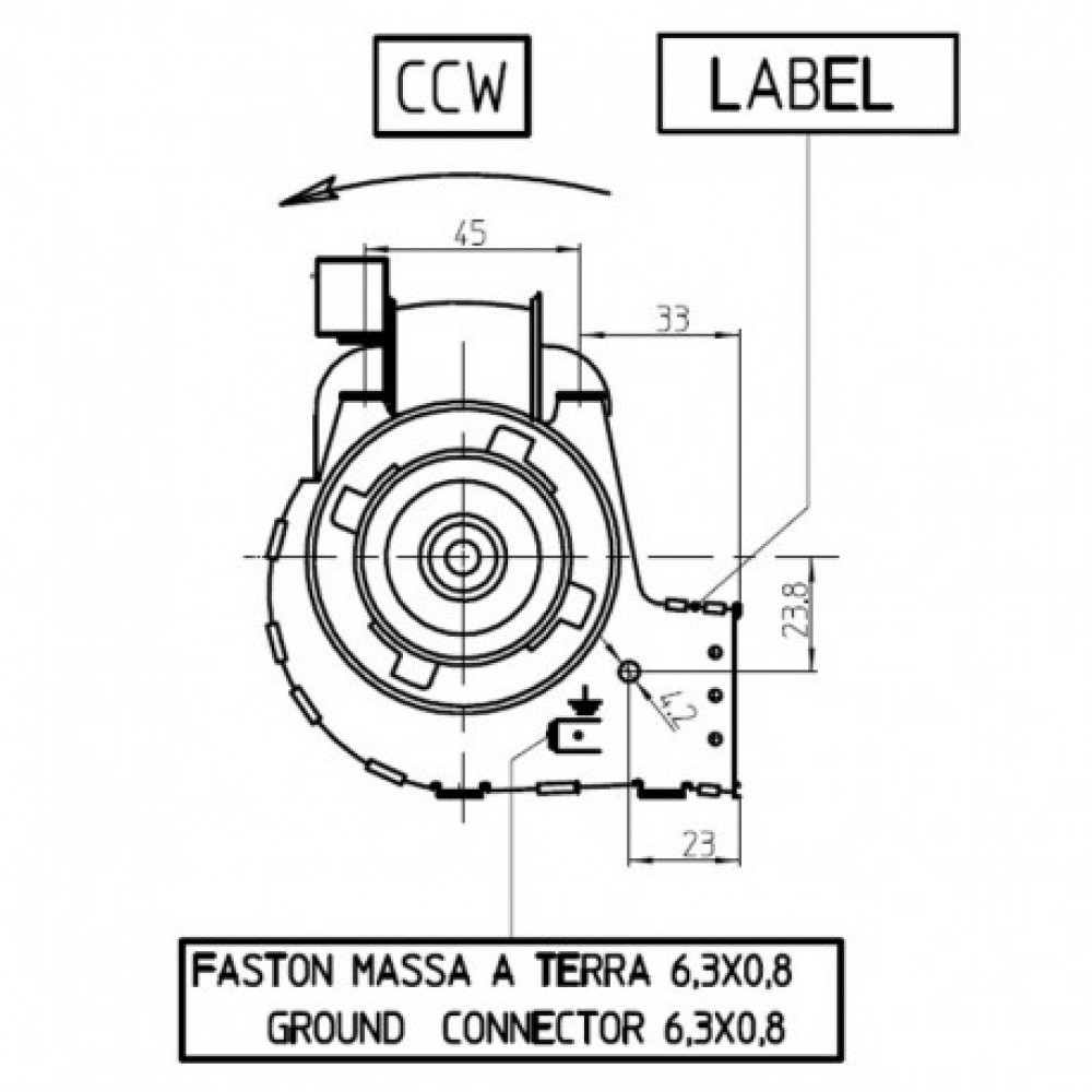 Tangential fan Fergas for pellet stoves AMG, Nordica Extraflame and others, Ø60mm, Flow 140m³/h | Fans and Blowers for Pellet Stoves | Pellet Stove Parts |