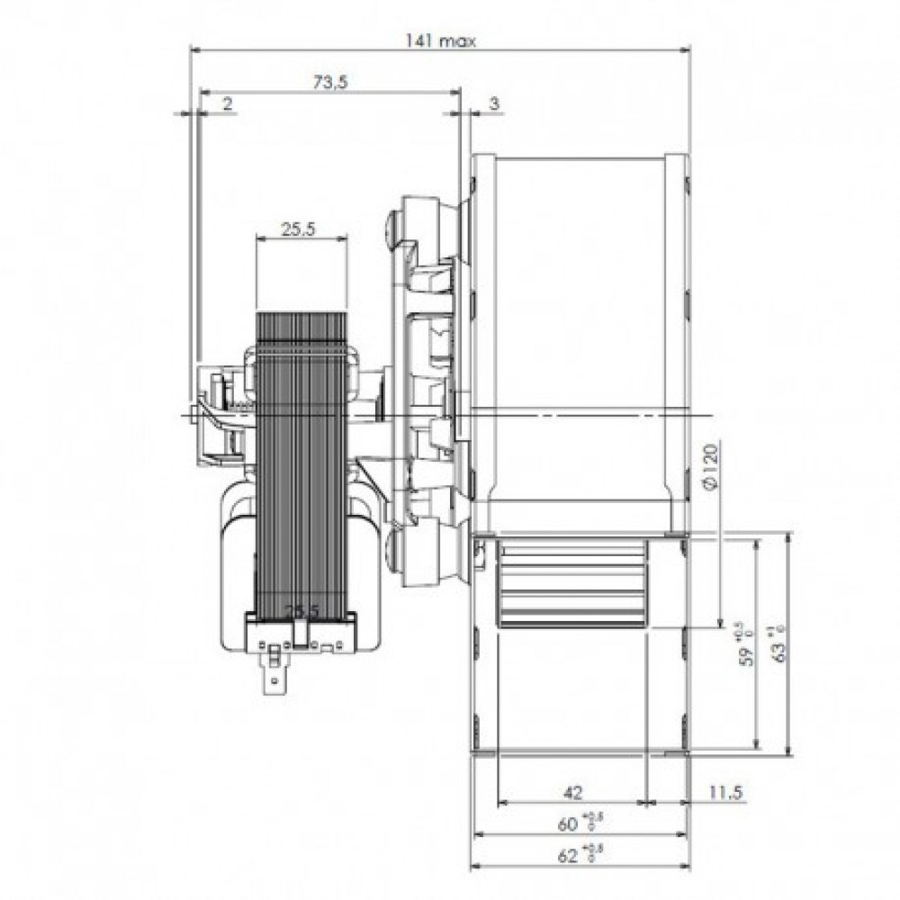 Centrifugal fan TRIAL for pellet stove Piazzetta and others |  |  |
